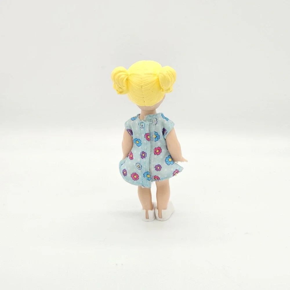 Barbie Club Chelsea Doll Blonde Pigtails Blue Floral Dress White Sneakers Mattel